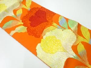 草花模様織出し名古屋帯